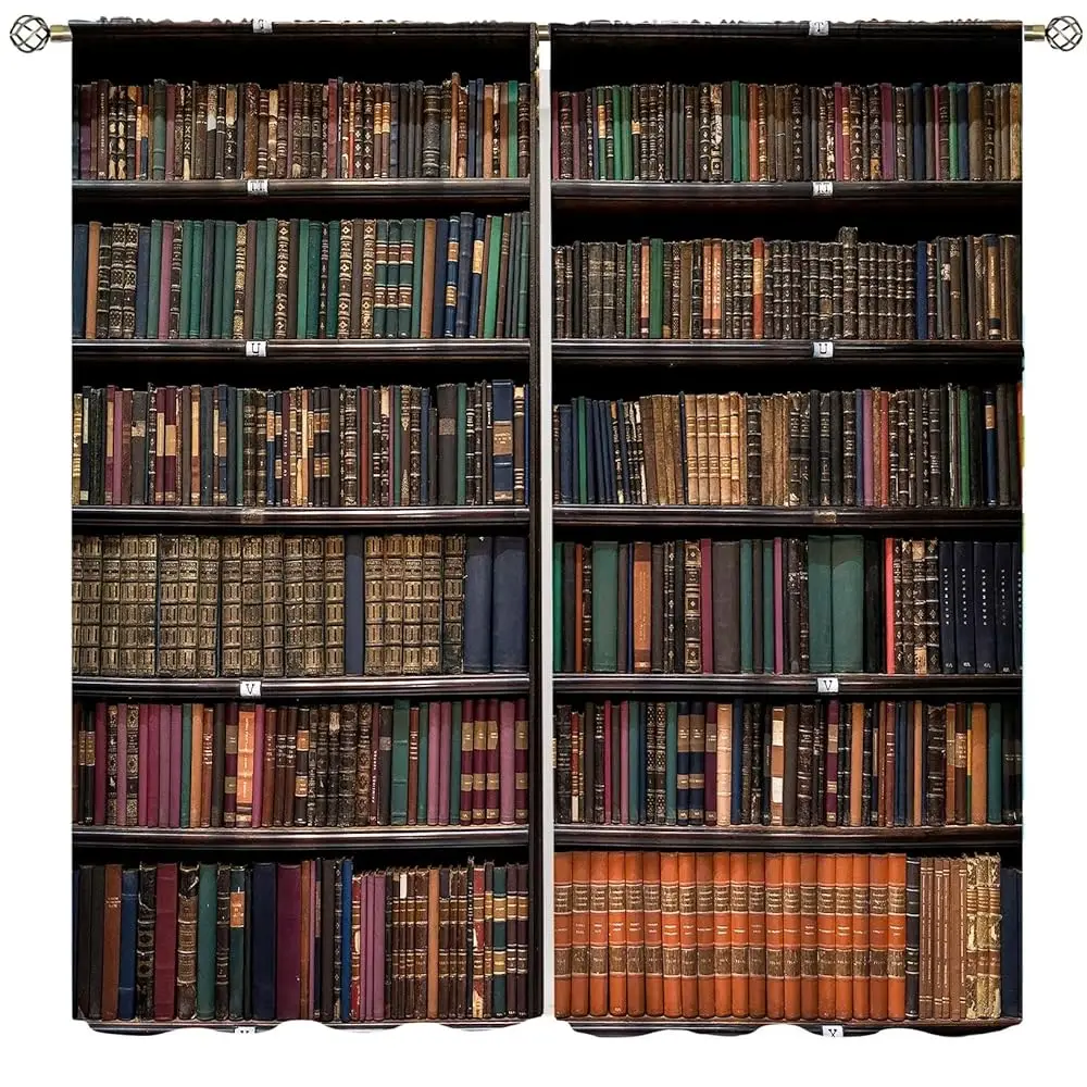 Bookshelf Ains, Vintage Library With Books Window Treatments For Kids Bedroom, Wooden Wooden Antique Bookcase Drapes 2 Panel
Bookshelf Ains, Vintage Library With Books Window Treatments For Kids Bedroom, Wooden Wooden Antique Bookcase Drapes 2 Panel