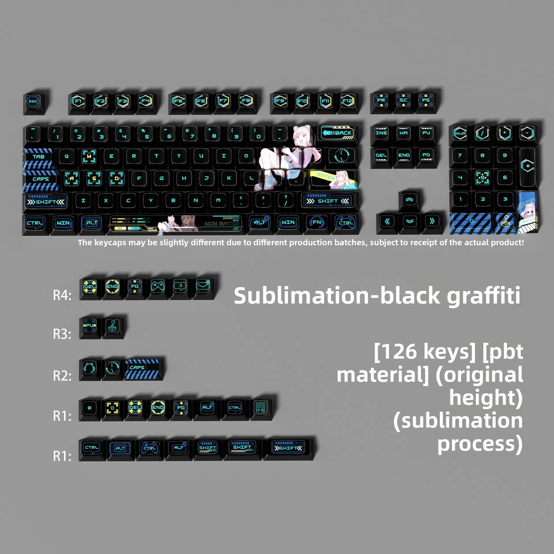 E-Sports Story - Black V1 Anime-Themed Keycaps Thermal Sublimation PBT, Transparent Light-Up, Universal for Gaming Keyboards
E-Sports Story - Black V1 Anime-Themed Keycaps Thermal Sublimation PBT, Transparent Light-Up, Universal for Gaming Keyboards