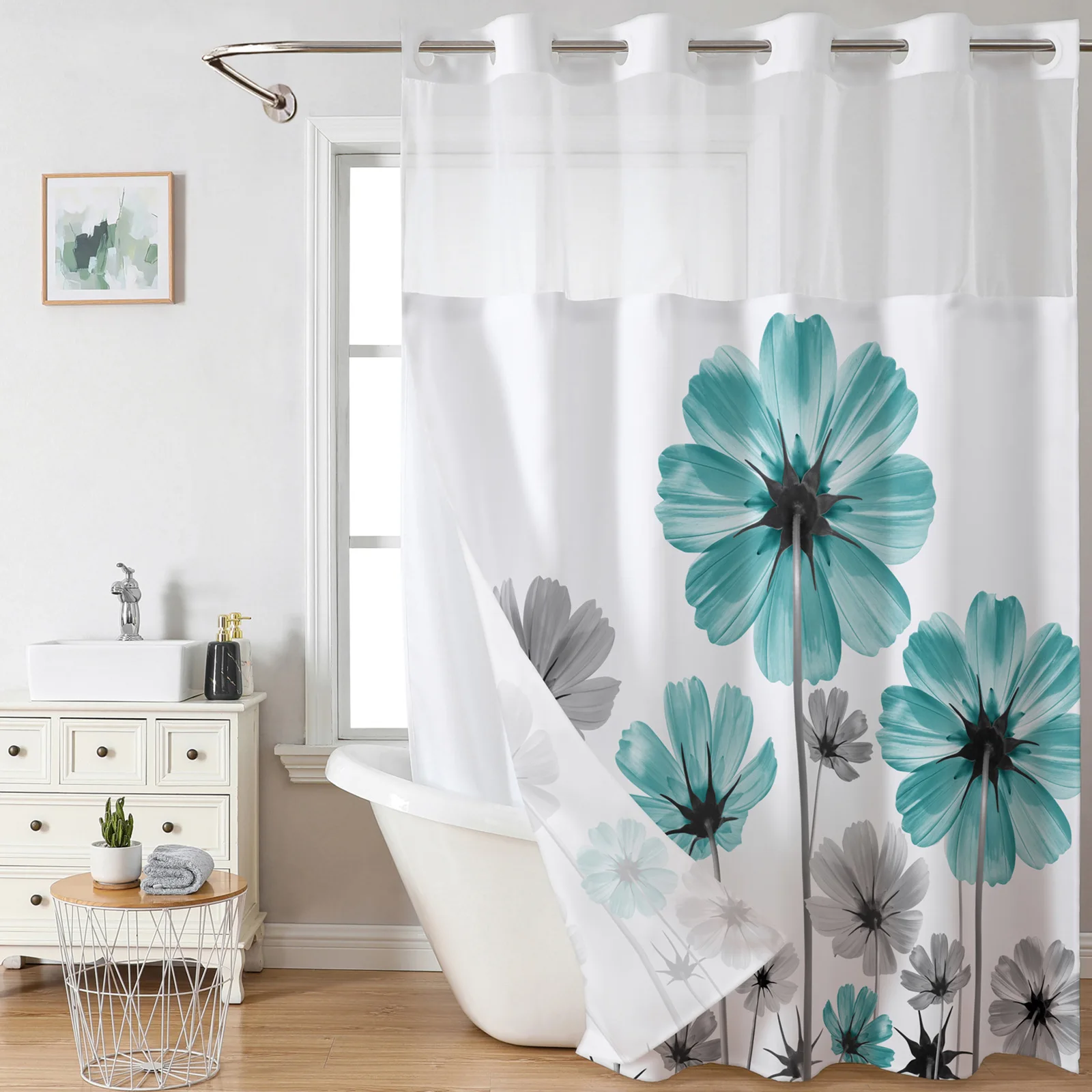 Водонепроницаемая полиэстеровая занавеска для душа с 3D-печатью, крючки не требуется, экран конфиденциальности в ванной комнате, анти-форма
Водонепроницаемая полиэстеровая занавеска для душа с 3D-печатью, крючки не требуется, экран конфиденциальности в ванной комнате, анти-форма