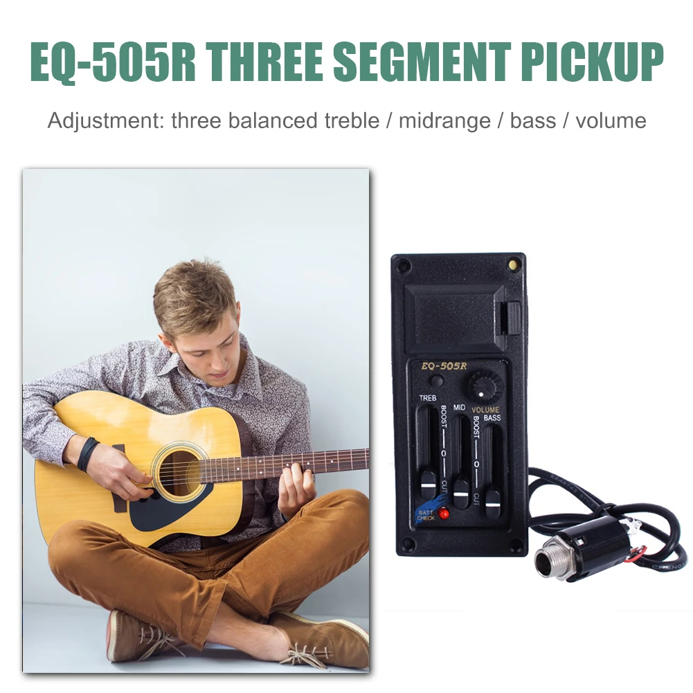 Звукосниматель для акустической гитары, 3-полосный предусилитель EQ-505R, комплект аксессуаров для музыкальных инструментов для любителей музыки
Звукосниматель для акустической гитары, 3-полосный предусилитель EQ-505R, комплект аксессуаров для музыкальных инструментов для любителей музыки