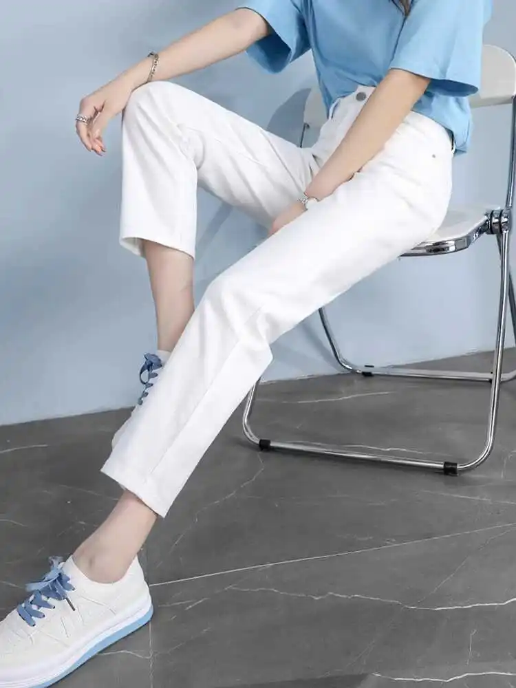 High Waist Straight Leg Jeans Women's Elastic Slimming Thin Cotton Stretch Denim High Rise Slim Fit Nine-Tenths Length Pants
High Waist Straight Leg Jeans Women's Elastic Slimming Thin Cotton Stretch Denim High Rise Slim Fit Nine-Tenths Length Pants