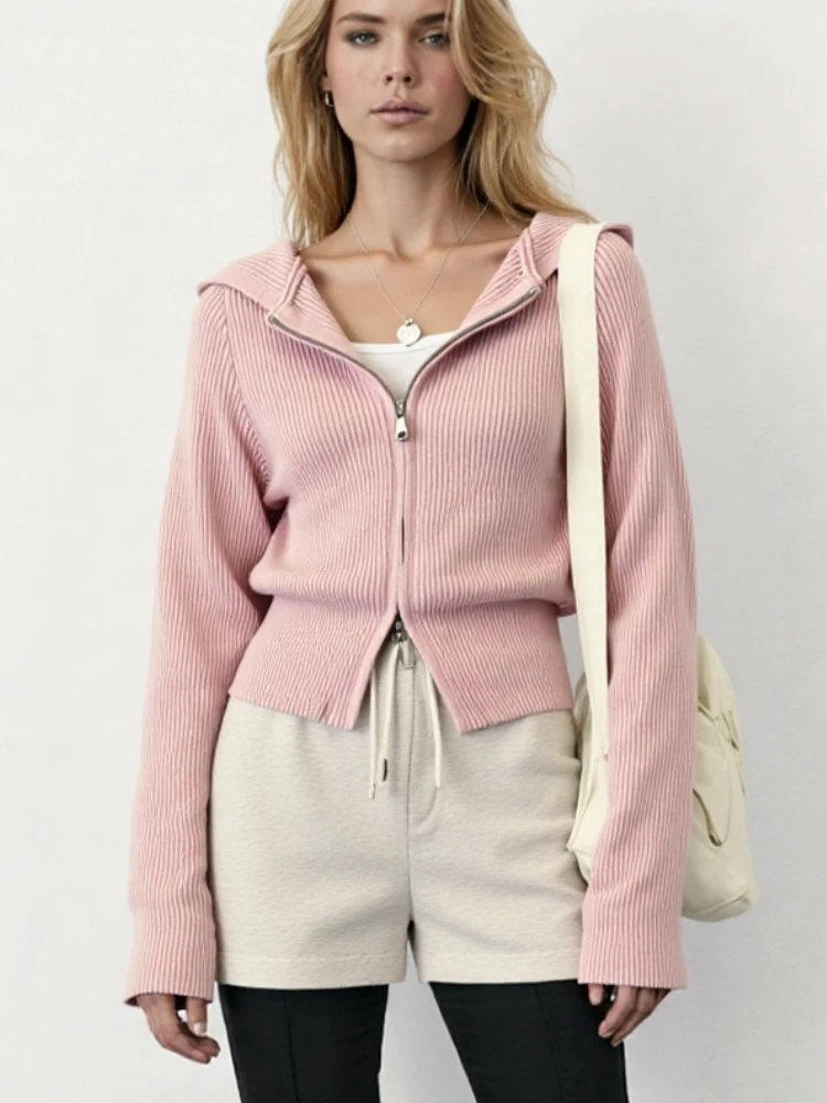 New Fashionable Women's Slim Fit Long Sleeved Sweater Elegant Hooded Knit Zipper Solid Color Top Jacket
New Fashionable Women's Slim Fit Long Sleeved Sweater Elegant Hooded Knit Zipper Solid Color Top Jacket