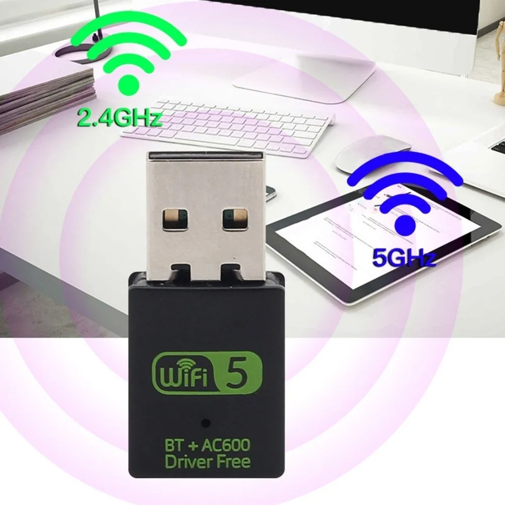 600Mbps Bluetooth 5.0 2 in1 Dongle USB2.0 Bluetooth Wifi Network Adapter BT+AC600 2.4G&5G Wireless Network Card LAN Connection
600Mbps Bluetooth 5.0 2 in1 Dongle USB2.0 Bluetooth Wifi Network Adapter BT+AC600 2.4G&5G Wireless Network Card LAN Connection