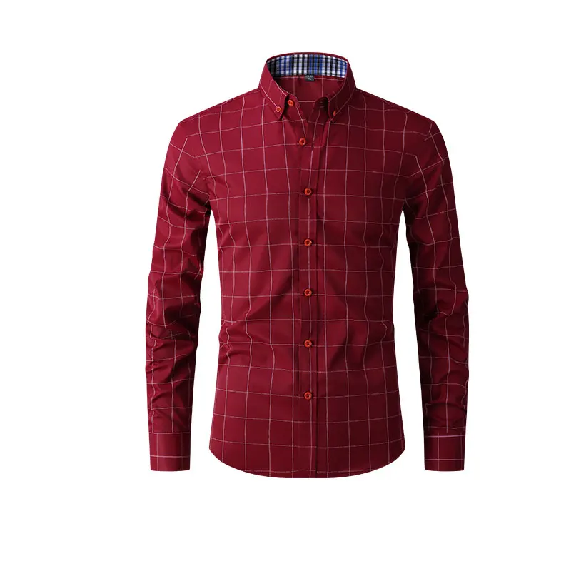 Men's Plaid Long Sleeve Shirt Contrast Collar Red Button Down Slim Fit Business Casual Tops
Men's Plaid Long Sleeve Shirt Contrast Collar Red Button Down Slim Fit Business Casual Tops