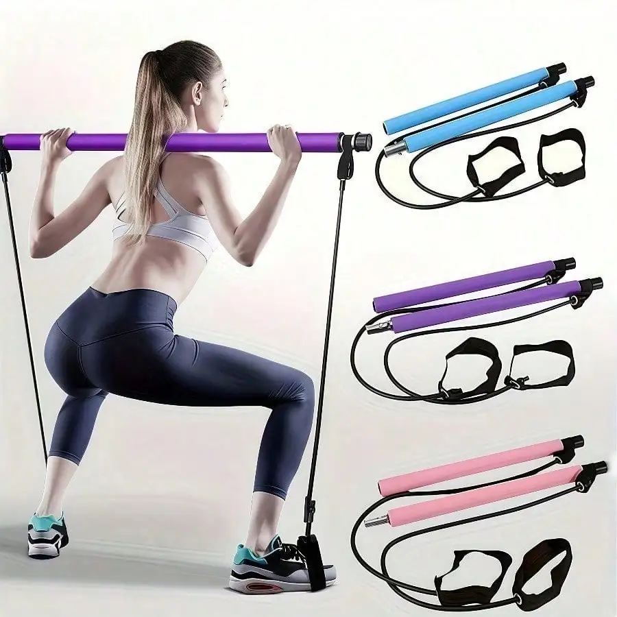 1 Set Of Pilates Bar Accessories, With Colorful Resistance Bands - Stainless Steel Fitness Equipment For Both Men And Women, Highly Suitable For Home Gyms, Yoga, Squats And Overall Body Shaping - Lightweight, Easy To Assemble And Carry, Gym Accessory
1 Set Of Pilates Bar Accessories, With Colorful Resistance Bands - Stainless Steel Fitness Equipment For Both Men And Women, Highly Suitable For Home Gyms, Yoga, Squats And Overall Body Shaping - Lightweight, Easy To Assemble And Carry, Gym Accessory