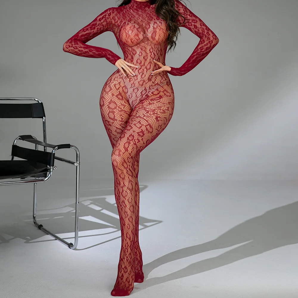 Long Sleeve Transparent Hollow Sexy Lingerie Wine Red Mesh Women's Silk Stockings Tight Body Clothes G135
Long Sleeve Transparent Hollow Sexy Lingerie Wine Red Mesh Women's Silk Stockings Tight Body Clothes G135
