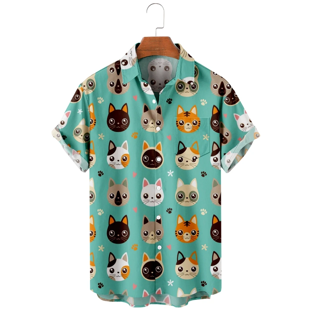 2022 new men's casual breathable short sleeve top fashion Lapel men's shirt Hawaii with beach cat head
2022 new men's casual breathable short sleeve top fashion Lapel men's shirt Hawaii with beach cat head