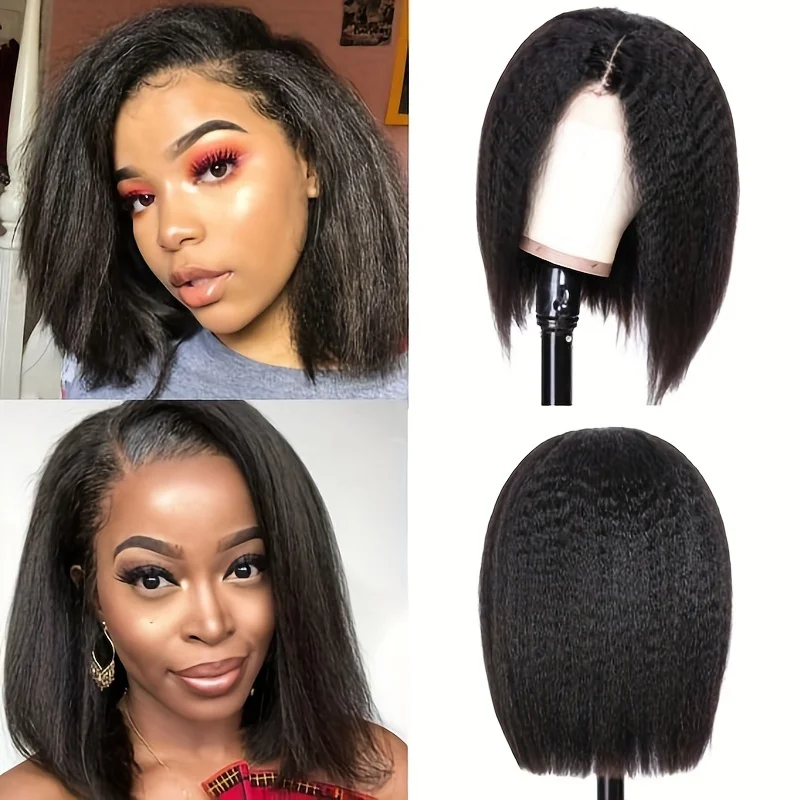 10-16 Inch Kinky Straight Bob Wig Human Hair with 13x4 Transparent Lace Frontal Coarse Yaki Pre-Plucked Closure for a Flawless
10-16 Inch Kinky Straight Bob Wig Human Hair with 13x4 Transparent Lace Frontal Coarse Yaki Pre-Plucked Closure for a Flawless