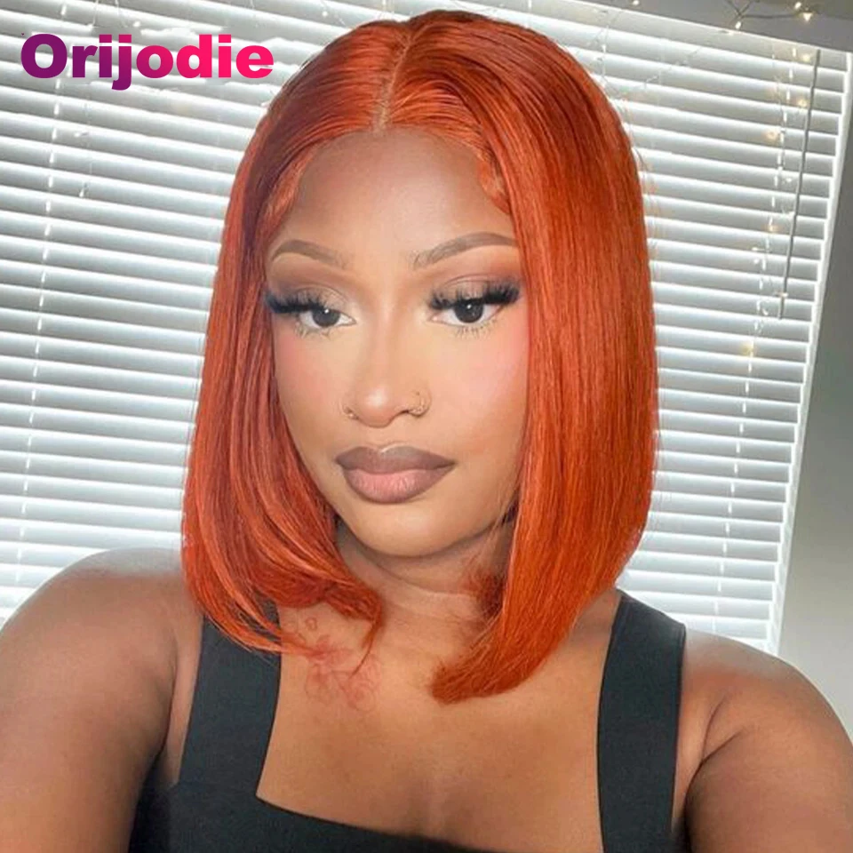 Orange Ginger 13x4 Lace Frontal Straight Bob Human Hair Wigs Transparent Orange Lace Front Wig 180 Density Pre Plucked for Women
Orange Ginger 13x4 Lace Frontal Straight Bob Human Hair Wigs Transparent Orange Lace Front Wig 180 Density Pre Plucked for Women