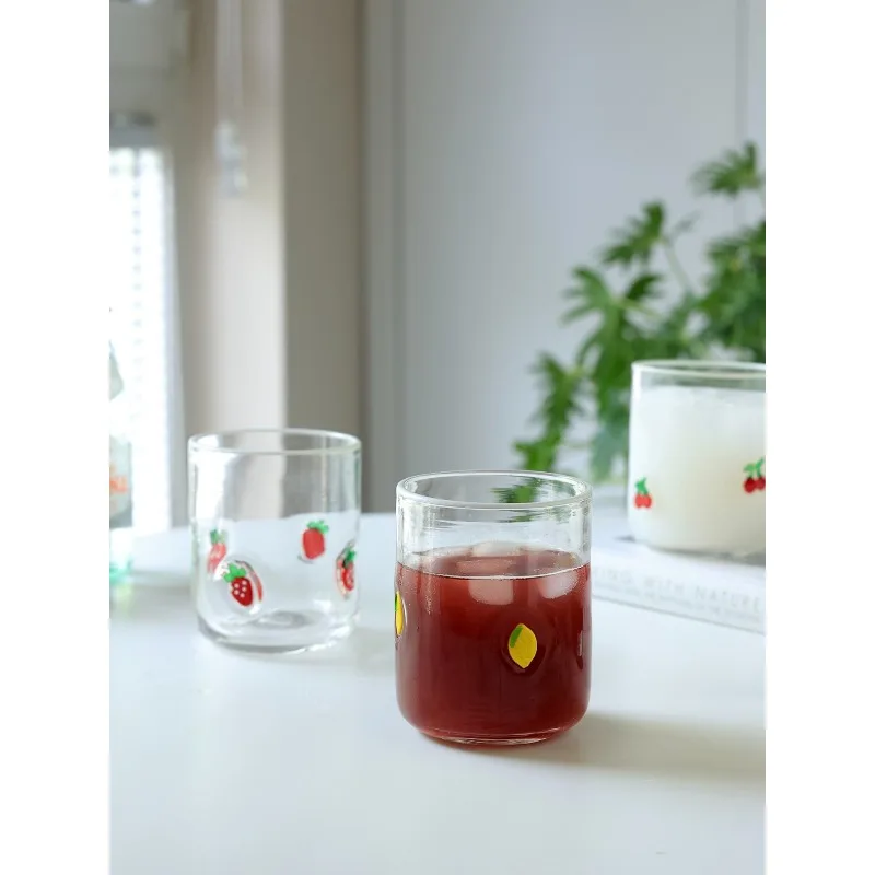 Small fresh natural fruit glass milk tea cold drink juice cup water cup
Small fresh natural fruit glass milk tea cold drink juice cup water cup