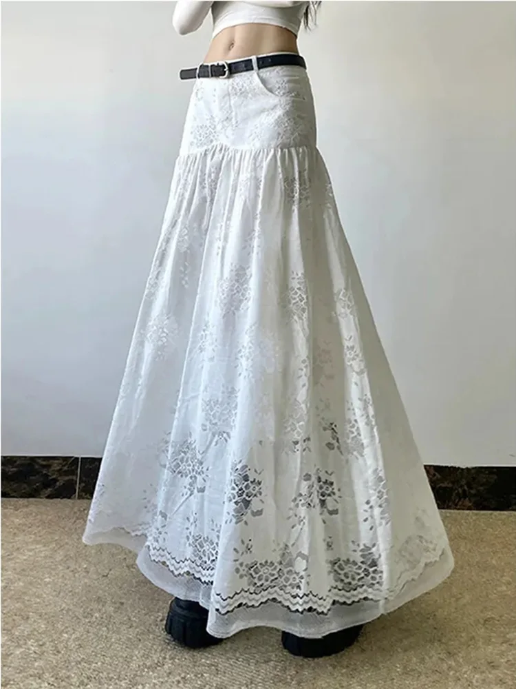 Fashion Lace Skirt Women Korean White Hook Flower Hollow Out Long Skirt Sexy Chic All Match High Waist Faldas Mujer De Skirts
Fashion Lace Skirt Women Korean White Hook Flower Hollow Out Long Skirt Sexy Chic All Match High Waist Faldas Mujer De Skirts