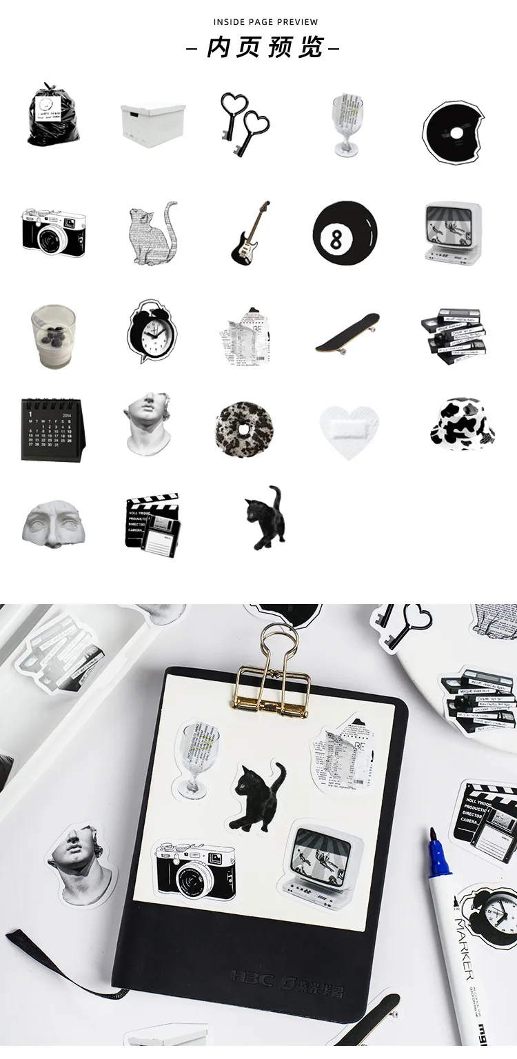 High Quality Self Adhesive Stickers 46pcs Monochrome Vintage Minimalist for Scrapbook Journal Basic Decor Craft Stickers
High Quality Self Adhesive Stickers 46pcs Monochrome Vintage Minimalist for Scrapbook Journal Basic Decor Craft Stickers
