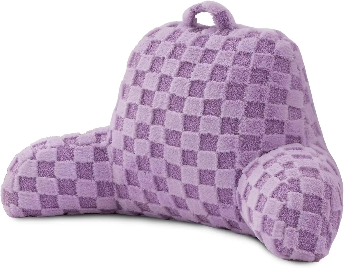 Fluffy Checkered Faux Fur Reading Pillow with Arms, Purple Bed Wedge for Adults and Kids
Fluffy Checkered Faux Fur Reading Pillow with Arms, Purple Bed Wedge for Adults and Kids