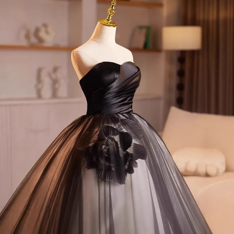 2026 New Women's Black Strapless Light Wedding Dress, Evening Gown, Fashionable Banquet, High-quality Mesh Large Swing Dress
2026 New Women's Black Strapless Light Wedding Dress, Evening Gown, Fashionable Banquet, High-quality Mesh Large Swing Dress