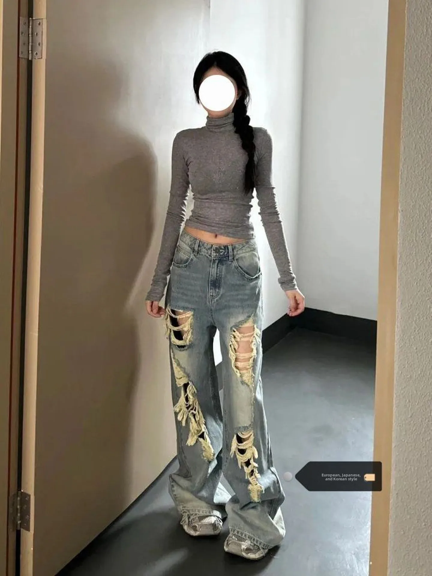 American Style High Street Large Size Denim Jeans Women's Summer New Slim Wide Leg Floor-Length Pants Torn Hole Draping Feeling
American Style High Street Large Size Denim Jeans Women's Summer New Slim Wide Leg Floor-Length Pants Torn Hole Draping Feeling