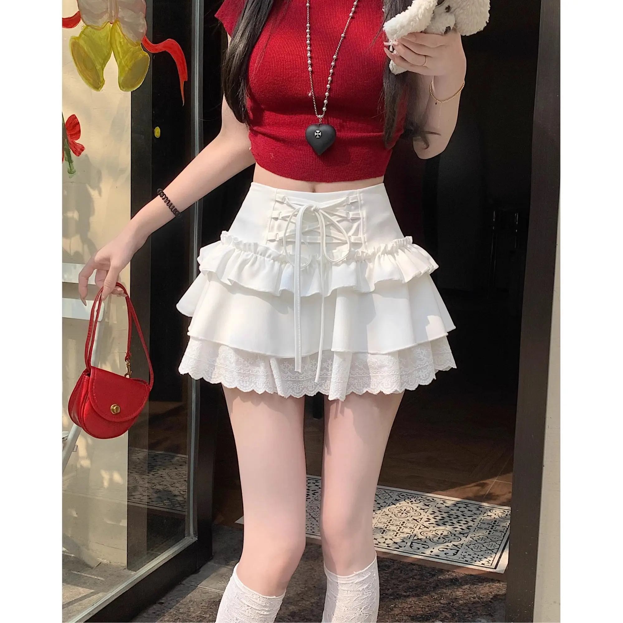 Летняя кружевная юбка-торт с высокой талией, короткая юбка, серая женская трапециевидная юбка на шнуровке
Летняя кружевная юбка-торт с высокой талией, короткая юбка, серая женская трапециевидная юбка на шнуровке