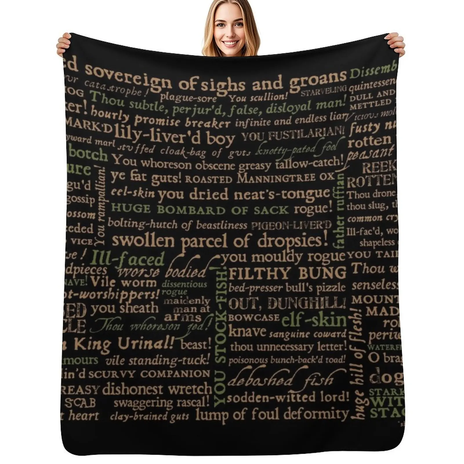 Shakespeare Insults Dark - Revised Edition (by incognita) Throw Blanket Luxurious Soft Blanket Holiday Gift for Family
Shakespeare Insults Dark - Revised Edition (by incognita) Throw Blanket Luxurious Soft Blanket Holiday Gift for Family