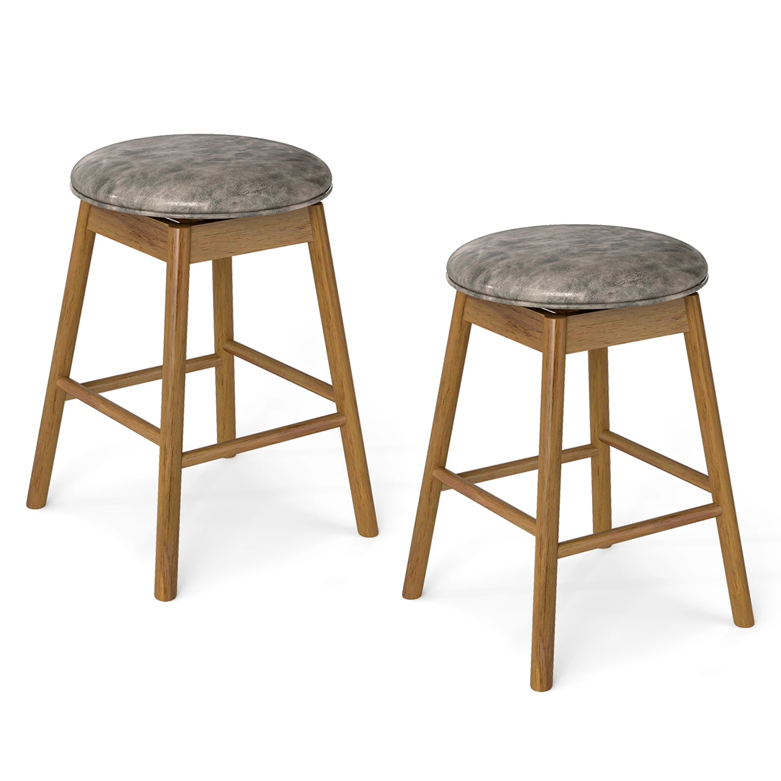 25” Swivel Counter Height Barstools Set of 2 w/ Solid Wood Legs and Footrests
25” Swivel Counter Height Barstools Set of 2 w/ Solid Wood Legs and Footrests