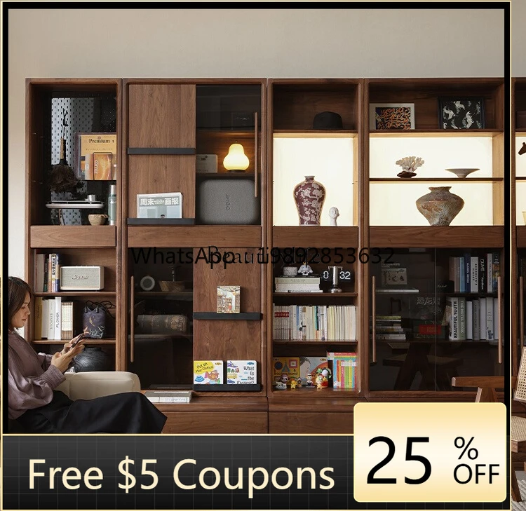 FF North American black walnut bookcase integrated whole wall combined cabinet all solid wood floor
FF North American black walnut bookcase integrated whole wall combined cabinet all solid wood floor