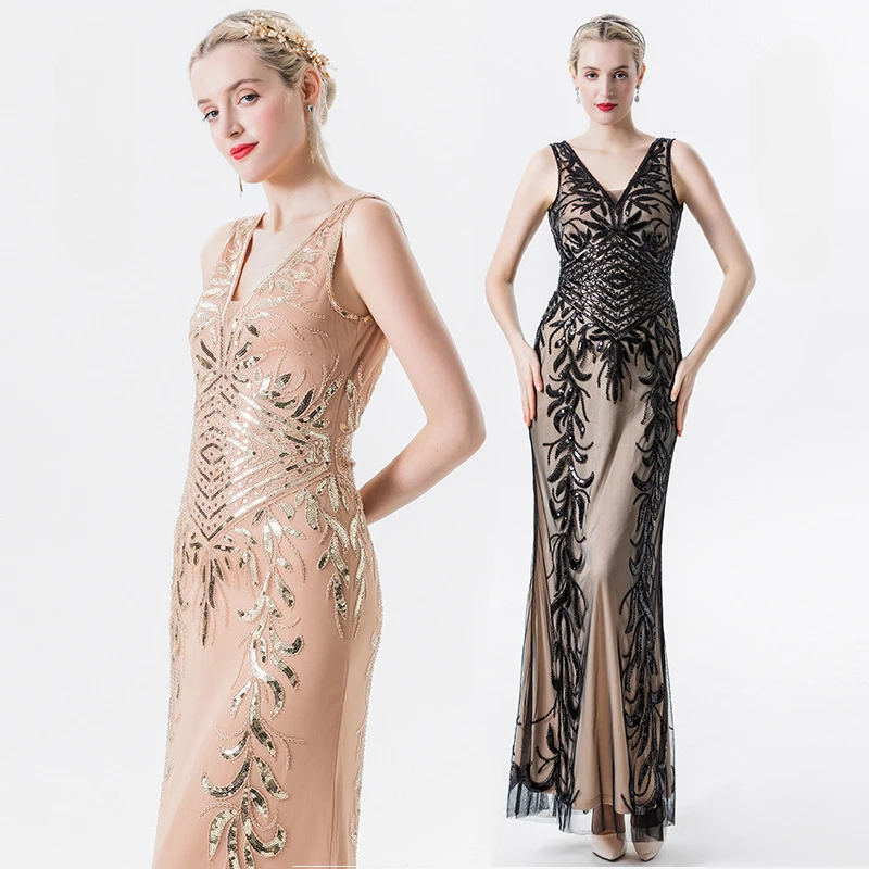 Sequin dress temperament deep V slim dress evening dress ballroom dance competition dresses drag queen costumes
Sequin dress temperament deep V slim dress evening dress ballroom dance competition dresses drag queen costumes