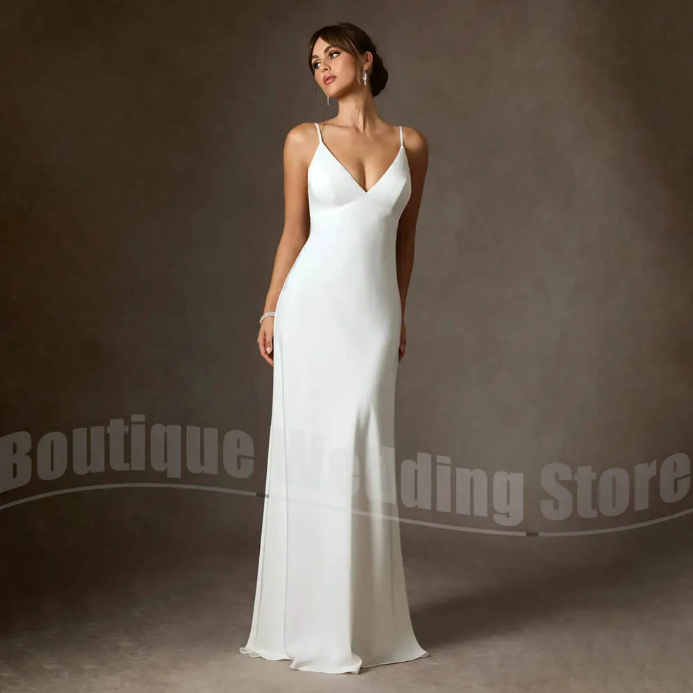Women's Wedding Dress White Spaghetti Straps Sleeveless Deep V Neck Bridal Gown for Fashion Wedding Party Formal Occasion
Women's Wedding Dress White Spaghetti Straps Sleeveless Deep V Neck Bridal Gown for Fashion Wedding Party Formal Occasion