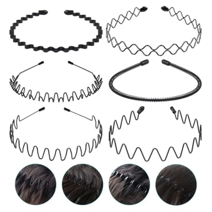 Metal Headbands for Men, Women Fashion Hair Bands, Adjustable Wavy Headband, Unisex Simple NonSlip Sports 6 Pack
Metal Headbands for Men, Women Fashion Hair Bands, Adjustable Wavy Headband, Unisex Simple NonSlip Sports 6 Pack