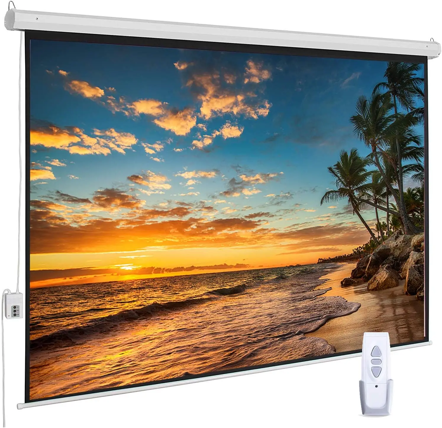 100 Inch Motorized Projector Screen, 16:9 HD Electric Movie Screen with Remote, Wall/Ceiling Mount for Home Theater
100 Inch Motorized Projector Screen, 16:9 HD Electric Movie Screen with Remote, Wall/Ceiling Mount for Home Theater