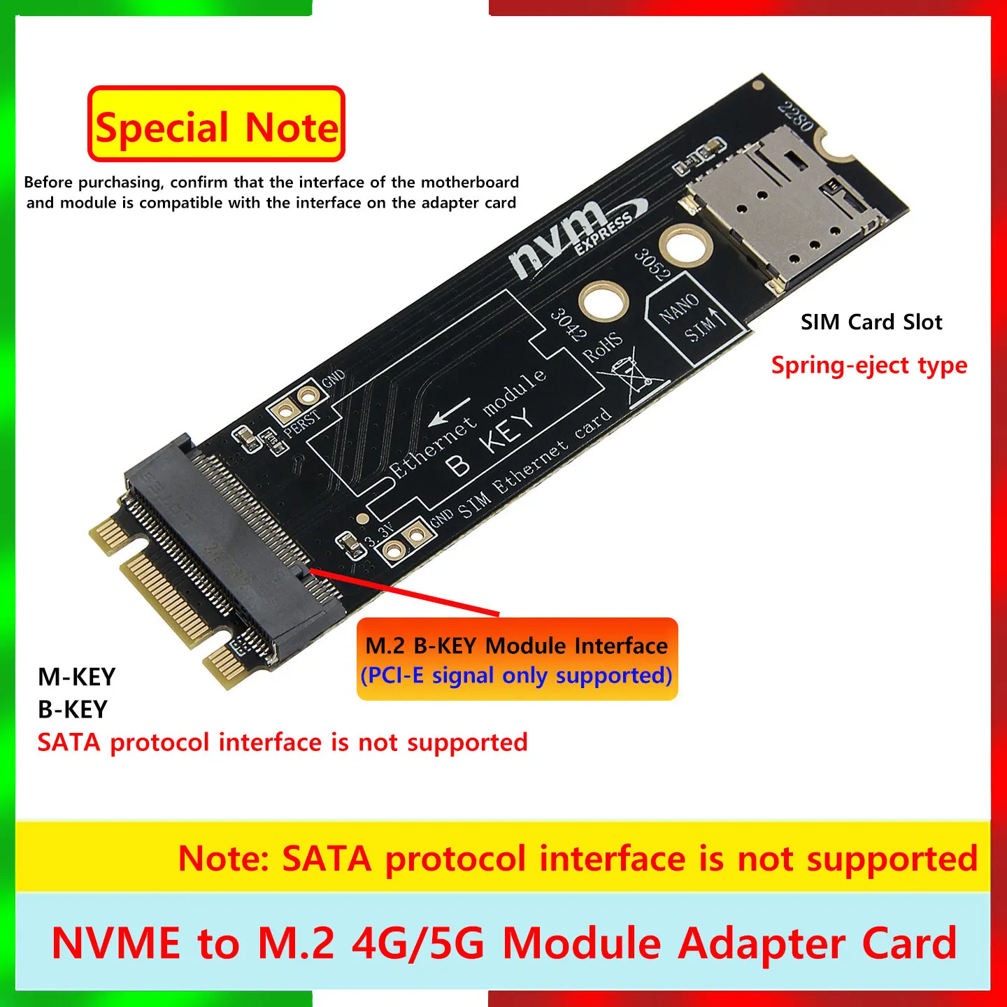 NVME to M.2 4G 5G Module Adapter Card M.2 M-KEY+B-KEY to B-KEY Adapter Board Supports PCI-E Compatible 3042 3052 Size Modules
NVME to M.2 4G 5G Module Adapter Card M.2 M-KEY+B-KEY to B-KEY Adapter Board Supports PCI-E Compatible 3042 3052 Size Modules