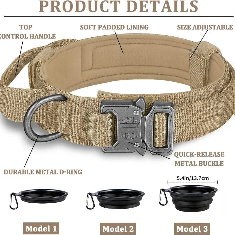 Tactical Dog Collar 2PCS Set Adjustable Military Nylon Training with Control Handle Heavy Metal Buckle for Medium Large Dogs
Tactical Dog Collar 2PCS Set Adjustable Military Nylon Training with Control Handle Heavy Metal Buckle for Medium Large Dogs