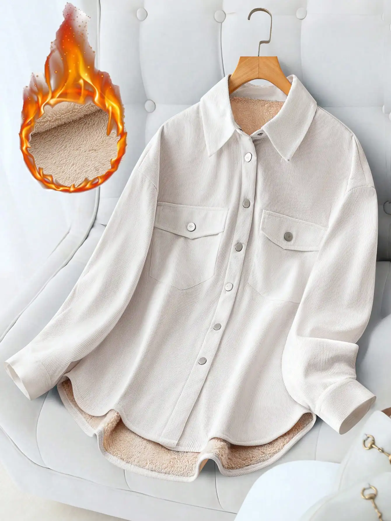 Women's Corduroy Thermal-Lined Button-Up Jacket for Fall Winter
Women's Corduroy Thermal-Lined Button-Up Jacket for Fall Winter