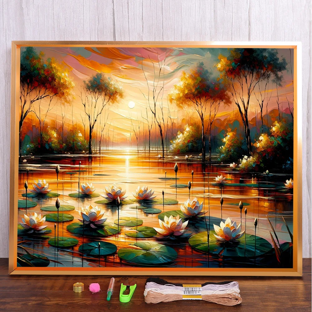 Sunset Lotus Pre-Printed Cross-Stitch DIY Embroidery Patterns Sewing Craft Handmade Needlework Promotions Wholesale Floss
Sunset Lotus Pre-Printed Cross-Stitch DIY Embroidery Patterns Sewing Craft Handmade Needlework Promotions Wholesale Floss