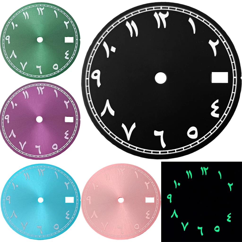 New 29mm High Quality Sterile Black/Pink/Purple/Green/Blue Watch Dial Luminous Fit NH35 Movement Automatic Watch Accessories
New 29mm High Quality Sterile Black/Pink/Purple/Green/Blue Watch Dial Luminous Fit NH35 Movement Automatic Watch Accessories