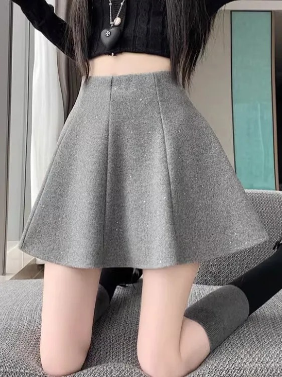 Ele Glitter Woolen Umbrella Skirt High Waist Wrap around ort Skirt for Women Spring Autumn Winter Casual Polyester Fiber
Ele Glitter Woolen Umbrella Skirt High Waist Wrap around ort Skirt for Women Spring Autumn Winter Casual Polyester Fiber