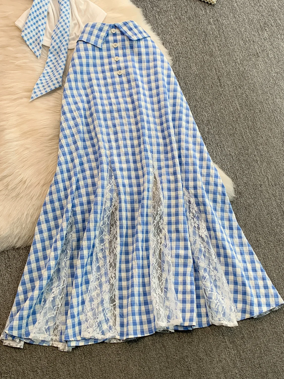 Pure Desire Plaid Knot Tube Top Vest Set High Waist Slim Lace Splicing Skirt Two-Piece Summer Faion Ensemble
Pure Desire Plaid Knot Tube Top Vest Set High Waist Slim Lace Splicing Skirt Two-Piece Summer Faion Ensemble