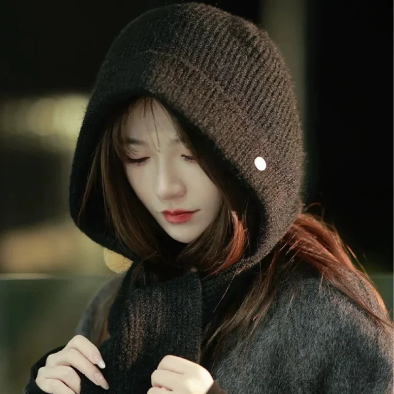 Korean Balaclava Bonnet Beanies One-piece Knit Beanie With Built-in Scarf Retro Beanie With Neck Flap Women Winter Accessories
Korean Balaclava Bonnet Beanies One-piece Knit Beanie With Built-in Scarf Retro Beanie With Neck Flap Women Winter Accessories