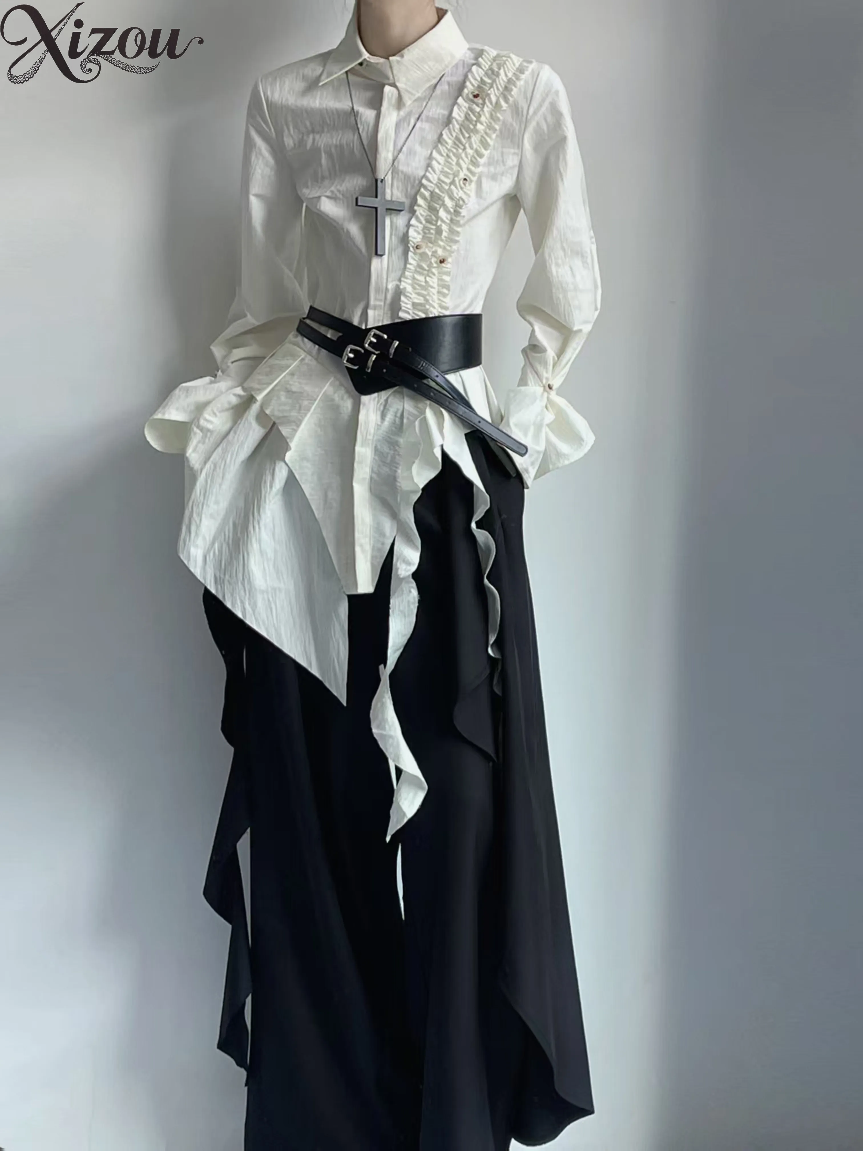 Original Design Niche Men's Shirt Spring New Arrival: Asymmetrical Cinched Waist High-end Long Sleeve White Tops for Men
Original Design Niche Men's Shirt Spring New Arrival: Asymmetrical Cinched Waist High-end Long Sleeve White Tops for Men
