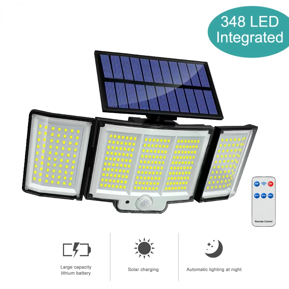 Solar Light Outdoor 328/348 LED Integrated Super Bright Motion Sensor Strong Power IP65 Waterproof 3 Working Modes Garden Wall
Solar Light Outdoor 328/348 LED Integrated Super Bright Motion Sensor Strong Power IP65 Waterproof 3 Working Modes Garden Wall