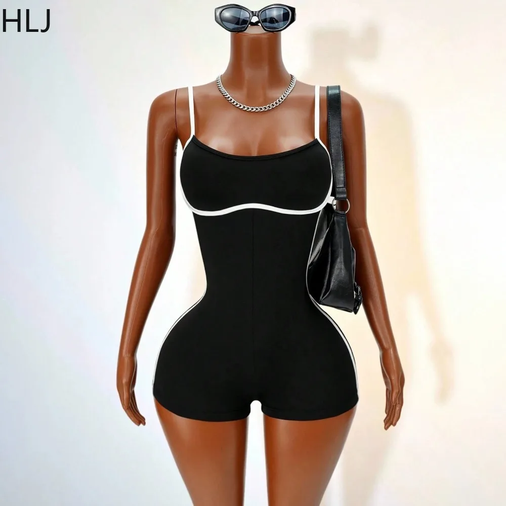 HLJ Women Black Contrast Trim Bodycon Romper Spaghetti Strap Sleeveless Square Neck Unitard Shorts Jumpsuit Casual Sportswear
HLJ Women Black Contrast Trim Bodycon Romper Spaghetti Strap Sleeveless Square Neck Unitard Shorts Jumpsuit Casual Sportswear