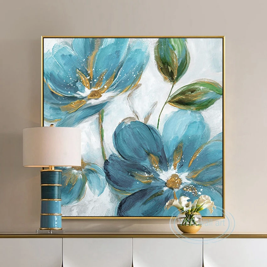 Living Room Bedroom Dining Room Decor Oil Painting Wall Art Canvas Poster 100% Hand Drawn Blue Floral Modern Abstract Picture
Living Room Bedroom Dining Room Decor Oil Painting Wall Art Canvas Poster 100% Hand Drawn Blue Floral Modern Abstract Picture