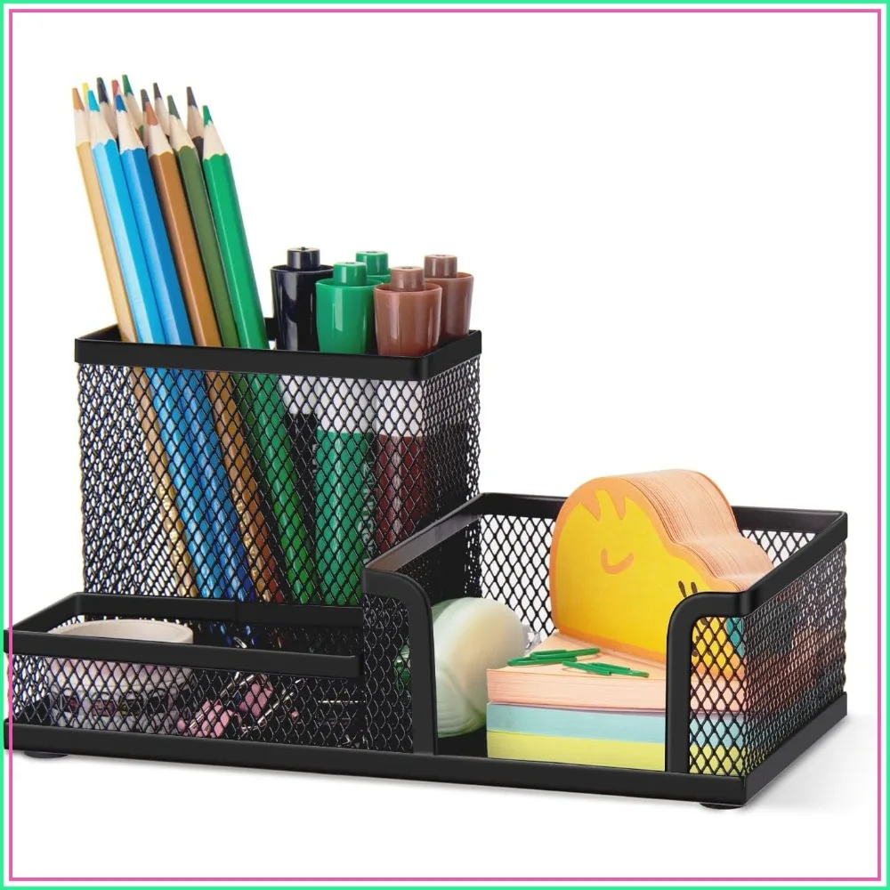 3-Compartment Mesh Desk Organizer for Pens, Pencils, Office Supplies - Black
3-Compartment Mesh Desk Organizer for Pens, Pencils, Office Supplies - Black