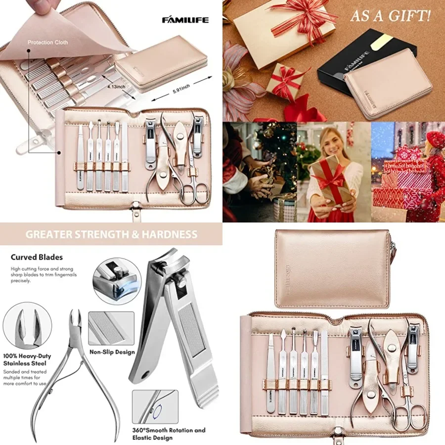 Gifts for Women, Manicure Set Professional Manicure Kit 11 in 1 Nail Kit Nail Clippers Tools Stainless Steel with Rose Leather
Gifts for Women, Manicure Set Professional Manicure Kit 11 in 1 Nail Kit Nail Clippers Tools Stainless Steel with Rose Leather