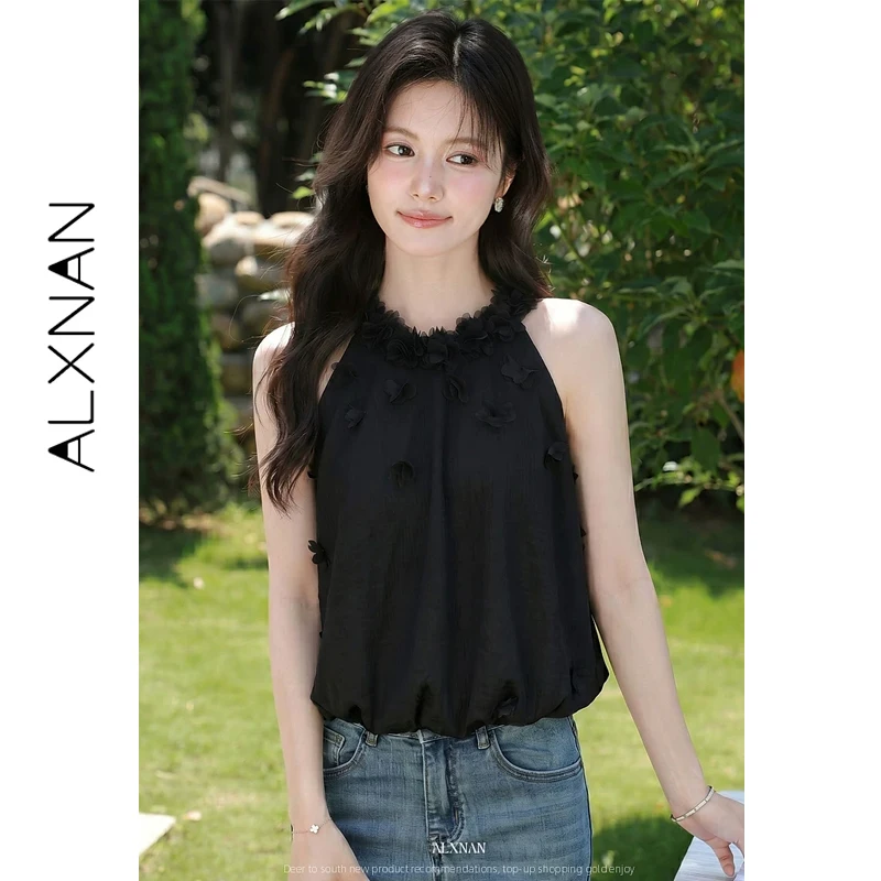 ALXNAN Black Halter Camisole 2026 Summer 3D Flower Sleeveless Off-shoulder Camisole Elegant Sweet Sleeveless Tank Top L618119A-3
ALXNAN Black Halter Camisole 2026 Summer 3D Flower Sleeveless Off-shoulder Camisole Elegant Sweet Sleeveless Tank Top L618119A-3