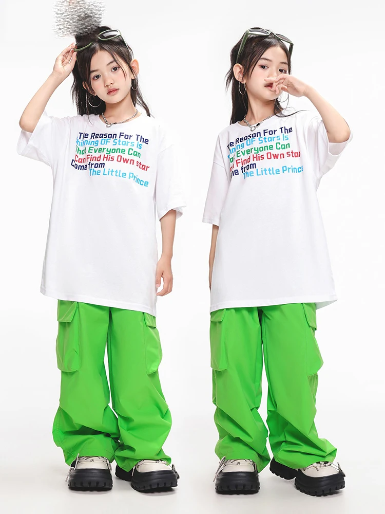 New Children Clothing White T-Shirt Green Pants Streetwear For Girls Modern Hip Hop Dance Costumes Jazz Stage Clothes DQS16407
New Children Clothing White T-Shirt Green Pants Streetwear For Girls Modern Hip Hop Dance Costumes Jazz Stage Clothes DQS16407