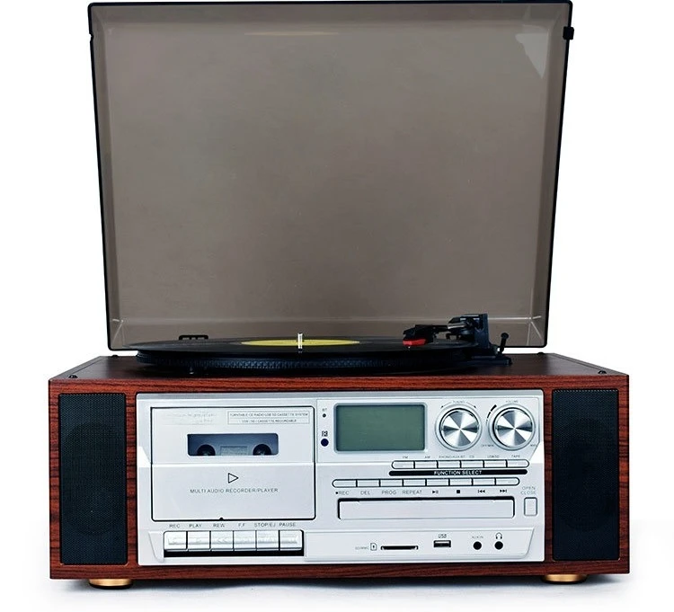Vinyl record player Gramophone Multifunctional CD tape FM/AM radio Bluetooth speaker U disk SD card internal recording
Vinyl record player Gramophone Multifunctional CD tape FM/AM radio Bluetooth speaker U disk SD card internal recording
