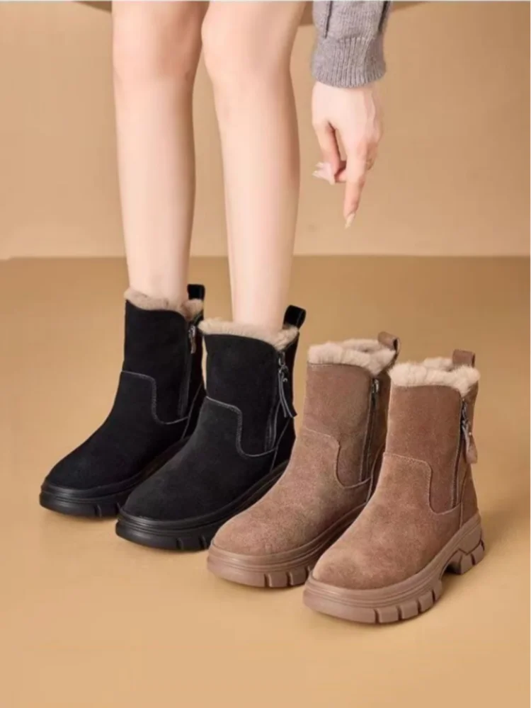 Женские зимние повседневные зимние ботинки Thiened Fce на подкладке, ботильоны на резиновой подошве до середины икры на плоском каблуке, корейские ботинки с круглым носком
Женские зимние повседневные зимние ботинки Thiened Fce на подкладке, ботильоны на резиновой подошве до середины икры на плоском каблуке, корейские ботинки с круглым носком