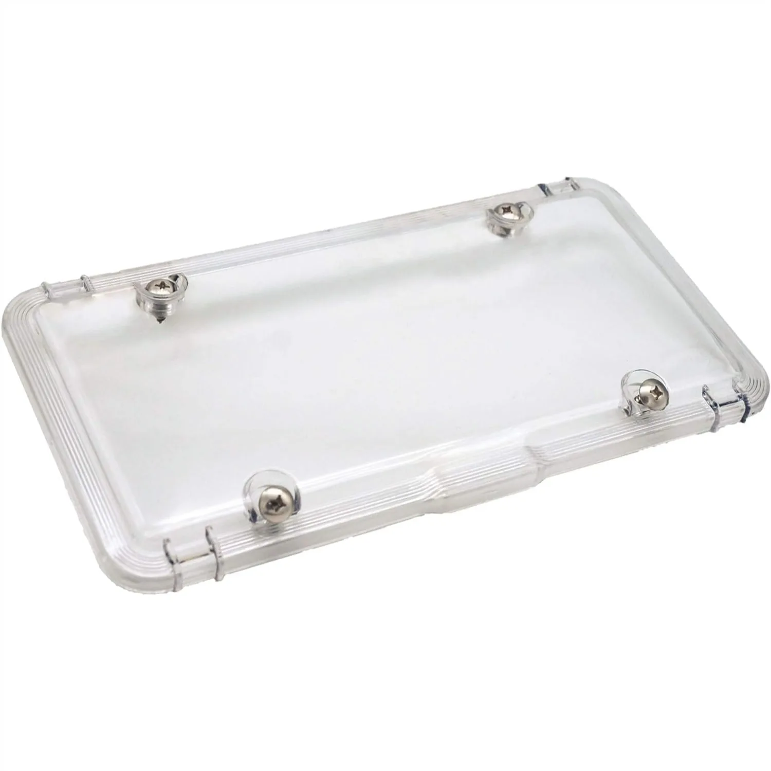Clear License Plate Cover with Stainless Steel Screws, Weatherproof Protector, Anti-Fog Vents, Made in USA
Clear License Plate Cover with Stainless Steel Screws, Weatherproof Protector, Anti-Fog Vents, Made in USA