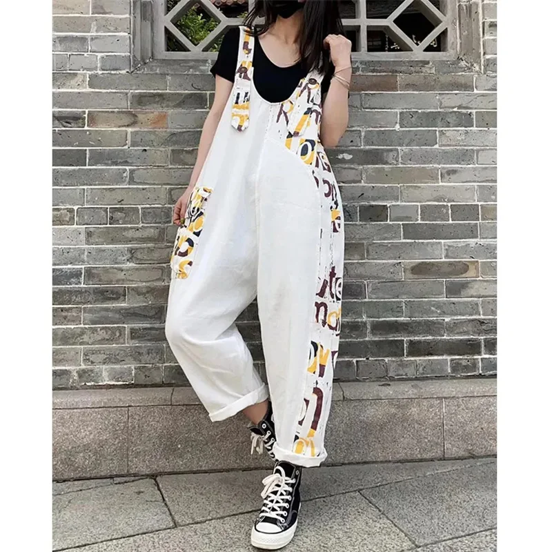 Fashion letter Printed Patchwork Denim Overalls For Women 2025 New Loose Plus Size Female Jumpsuits Women's Straps Cowboy Pants
Fashion letter Printed Patchwork Denim Overalls For Women 2025 New Loose Plus Size Female Jumpsuits Women's Straps Cowboy Pants
