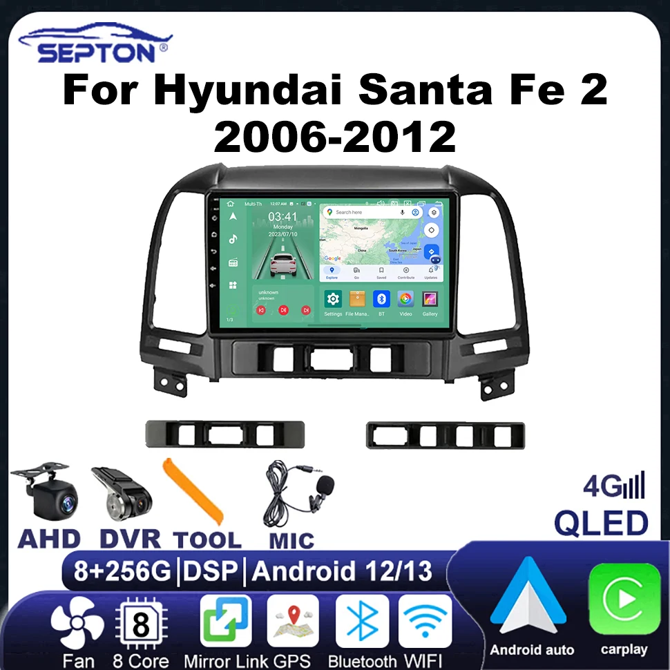 SEPTON 2Din Android 4G автомобильный радиоприемник мультимедийный видеоплеер для Hyundai Santa Fe 2 2006-2012 навигация стерео GPS CarPlay головное устройство
SEPTON 2Din Android 4G автомобильный радиоприемник мультимедийный видеоплеер для Hyundai Santa Fe 2 2006-2012 навигация стерео GPS CarPlay головное устройство
