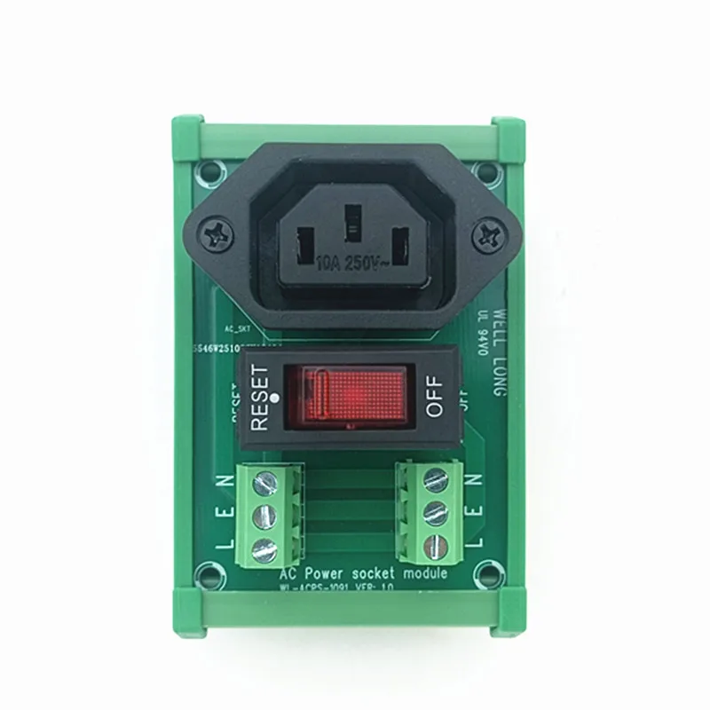 DIN Rail Mount AC 250V IEC320 Single C13 Receptacle Outlet Power Strip Module with Rocker Switch Thermal Circuit Breaker Overloa
DIN Rail Mount AC 250V IEC320 Single C13 Receptacle Outlet Power Strip Module with Rocker Switch Thermal Circuit Breaker Overloa