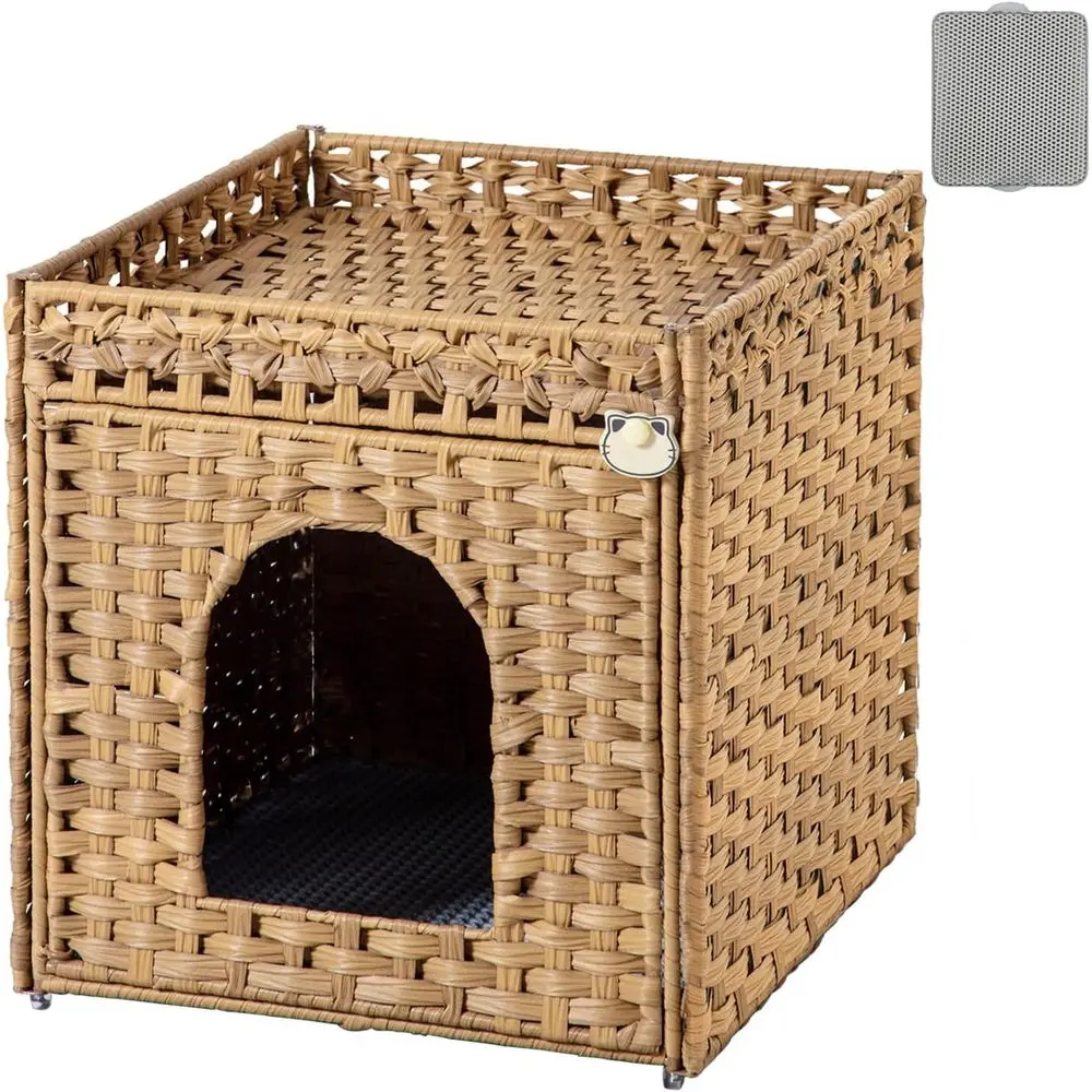 Natural Rattan Cat Litter Box Enclosure with Mat and S-Shaped Hooks, 18.5x20.5x19.1 Inches
Natural Rattan Cat Litter Box Enclosure with Mat and S-Shaped Hooks, 18.5x20.5x19.1 Inches